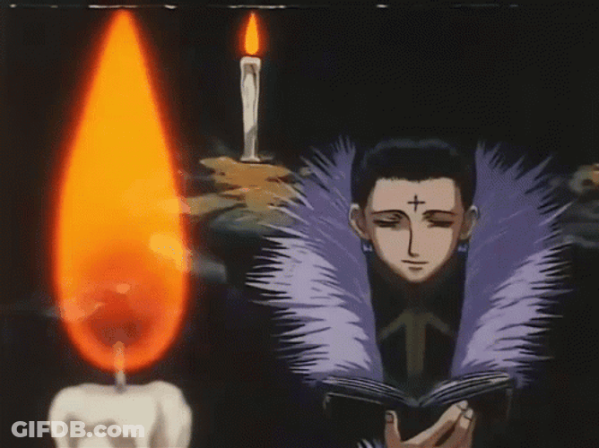 Chrollo With Book In The Dark GIF