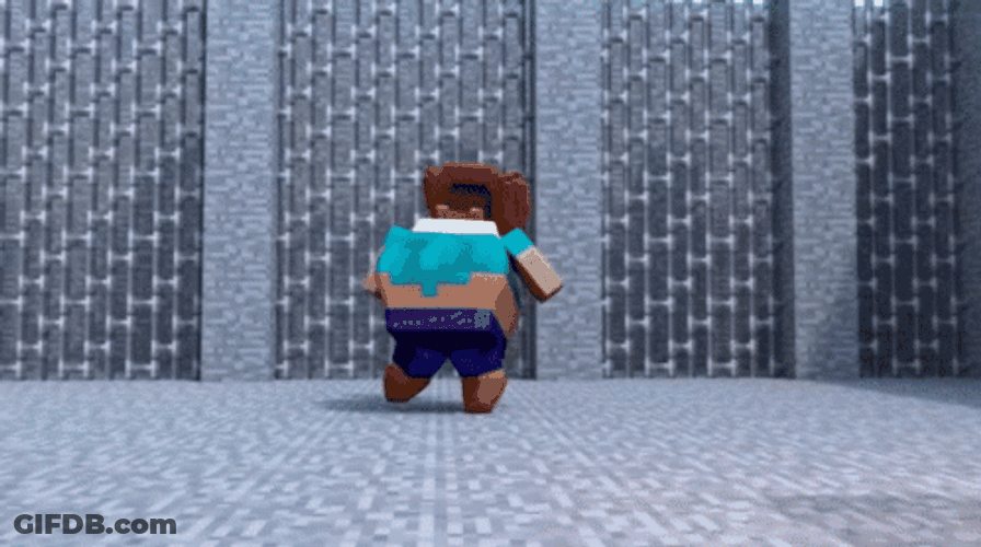 Chubby Herobrine Robot Walk GIF