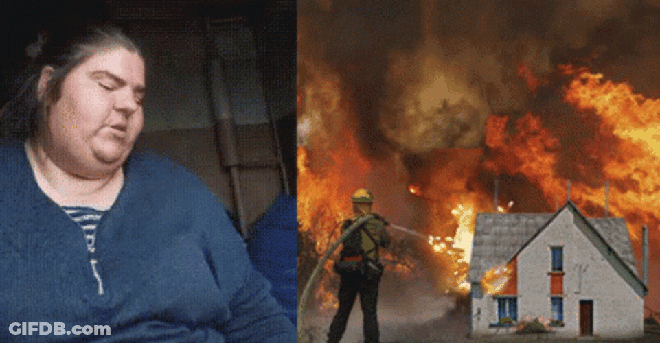 Chubby Lady Blowing Smoke Setting Wildfire Meme GIF