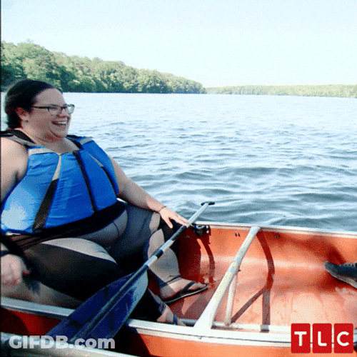 Chubby Woman In The Canoe GIF