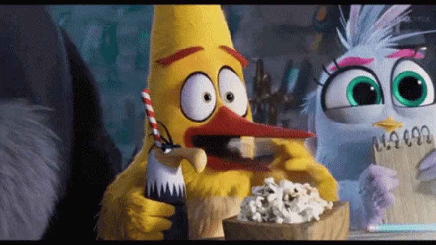 Chuck Angry Bird Eating Popcorn GIF