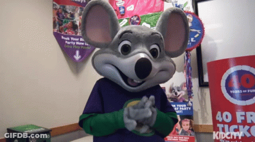 Chuck E Cheese Mascot 40 Years Of Fun GIF