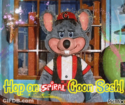 Chuck E. Cheese Says Flop On Spiral Goon Sesh GIF