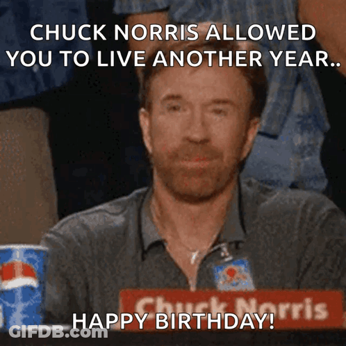 Chuck Norris Allowed You To Live Another Year And Wishes You A Happy Birthday GIF