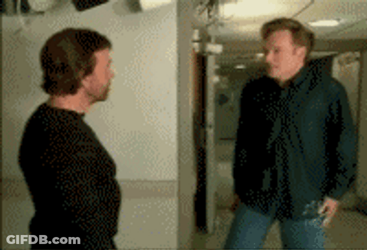 Chuck Norris Fight Scene With Conan O'Brien GIF