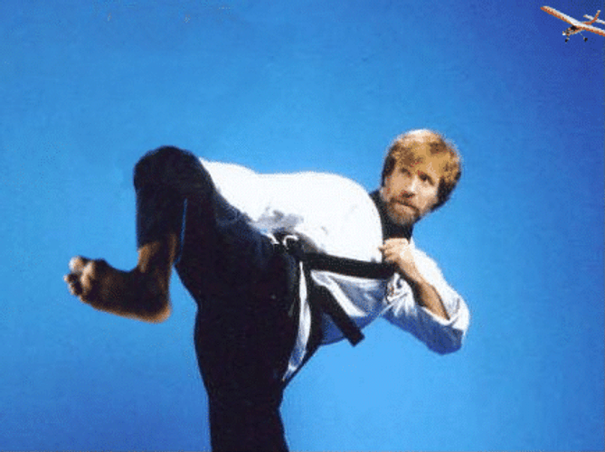 Chuck Norris High Kicking Planes Meme GIF