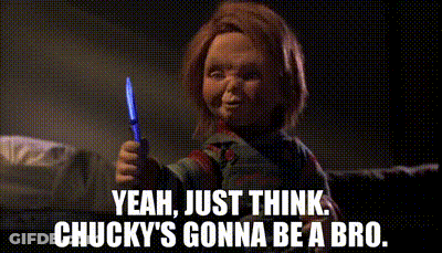 Chucky Doll Blue Pen Thumbs Up GIF
