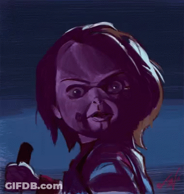 Chucky From Child's Play With Tim Watermark GIF