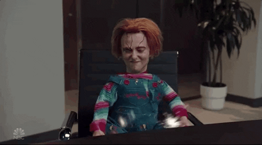 Chucky Holding Dynamite Surprise GIF
