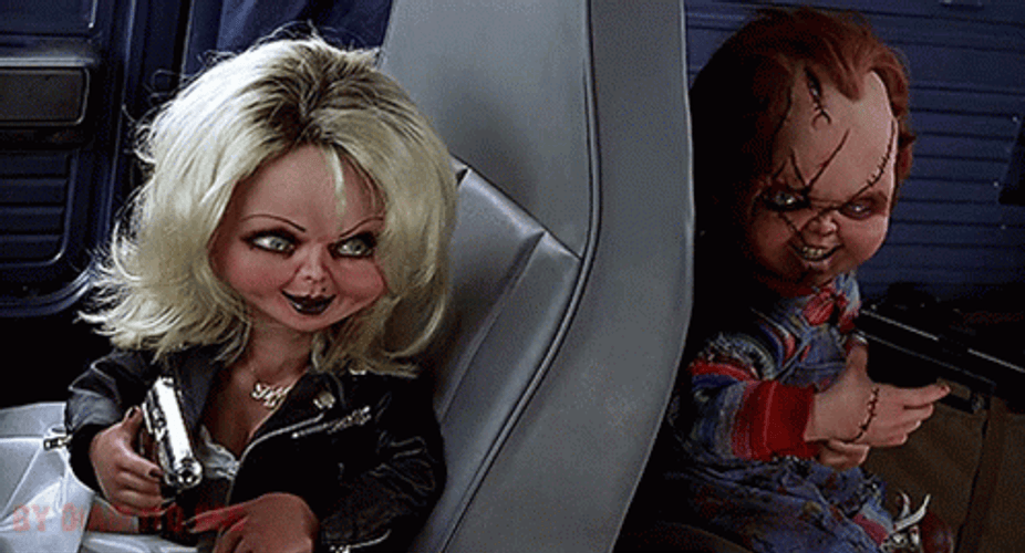 Chucky Tiffany Holding Gun GIF