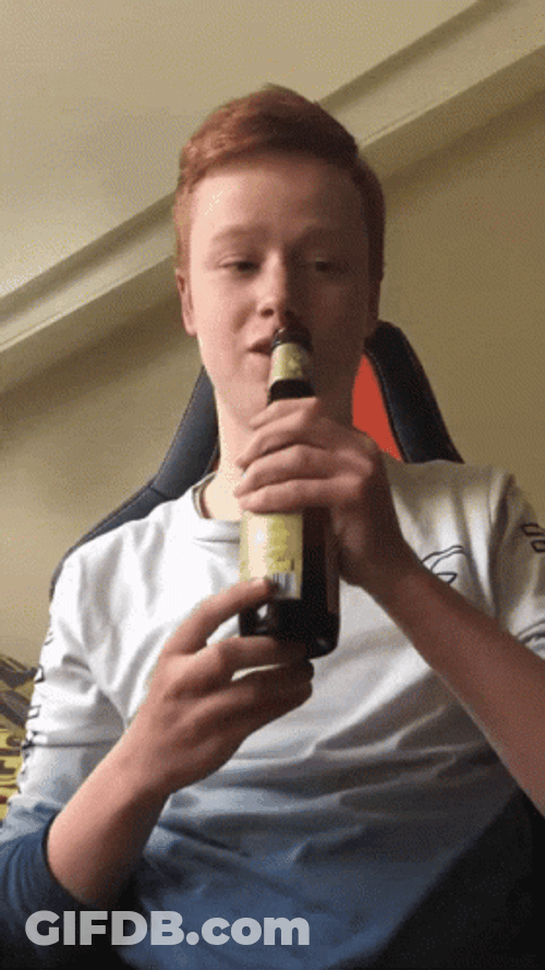 Chugging Beer In A Bottle GIF