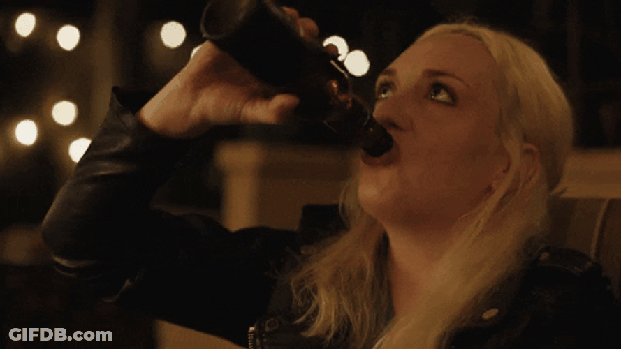 Chugging Beer Woman Gulping Continuously GIF