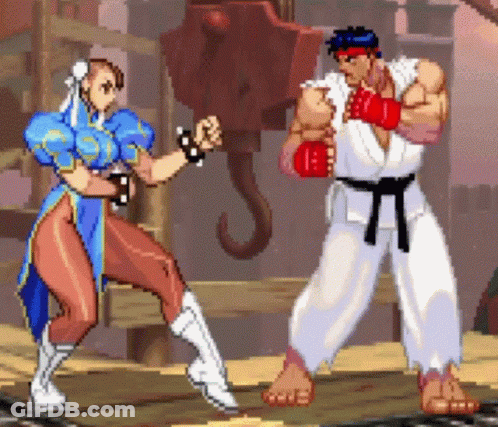 Chun Li And Ryu Fighting GIF