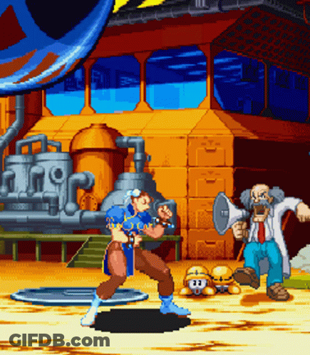 Chun Li Fighting Man With Megaphone GIF