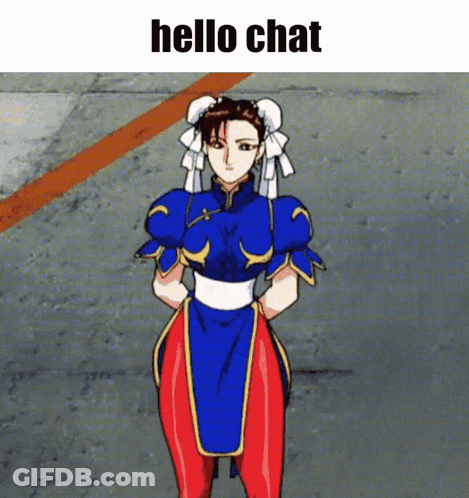 Chun Li From Street Fighter Saying Hello Chat GIF