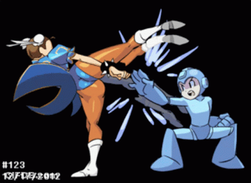 Chun Li Kicking Blue Robot 12/17/2012 GIF