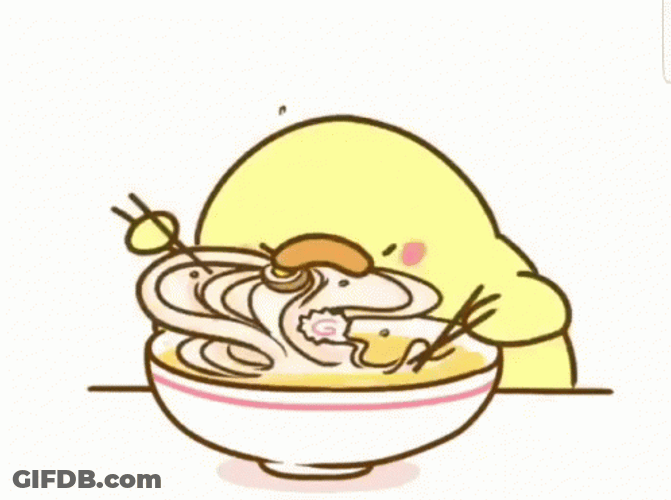 Chunky Chicks Eating Noodles GIF
