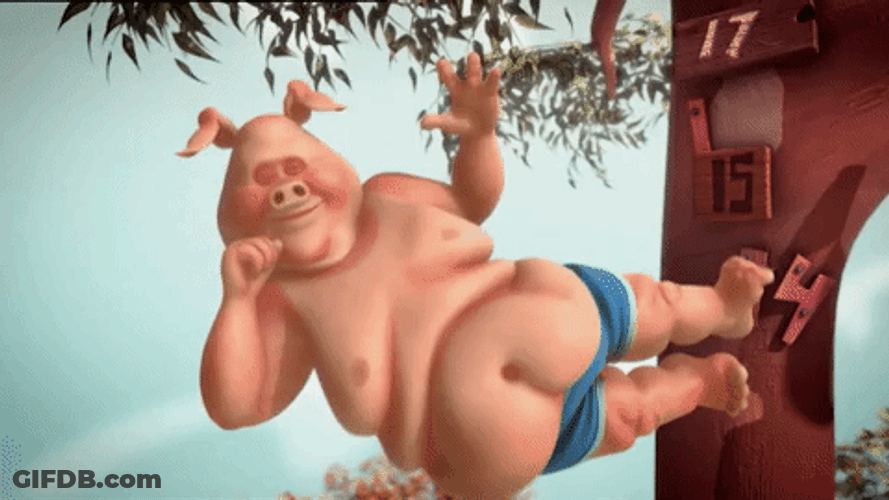 Chunky Pig Flies Floating Slowly GIF