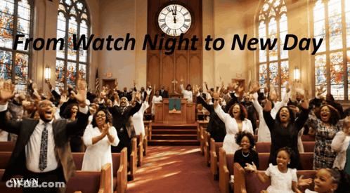 Churchgoers Raising Arms From Watch Night To New Day GIF