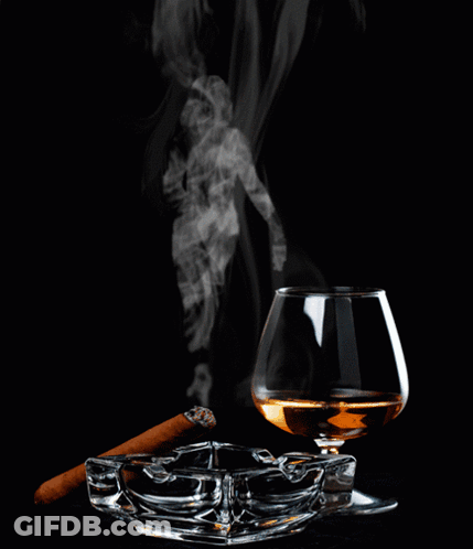 Cigar Smoking Next To Cognac GIF