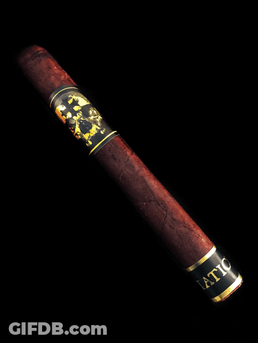 Cigar With Black Label Saying Viata GIF