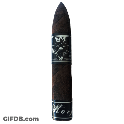Cigar With Black Label Saying XXXI GIF