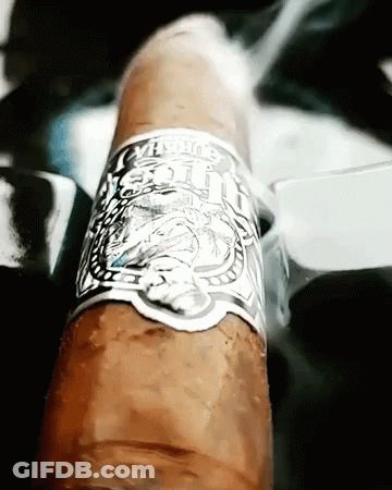 Cigar With Silver Mustang Label GIF