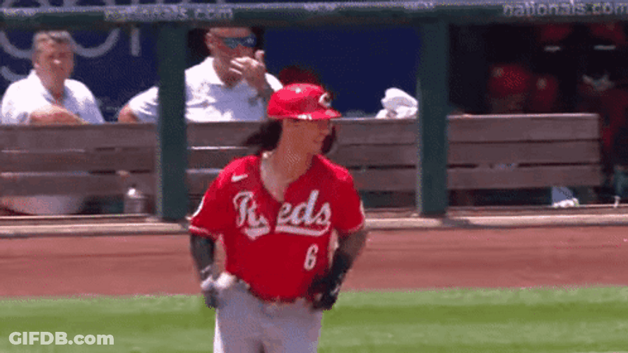 Cincinnati Reds Jonathan India Pointing To Side GIF
