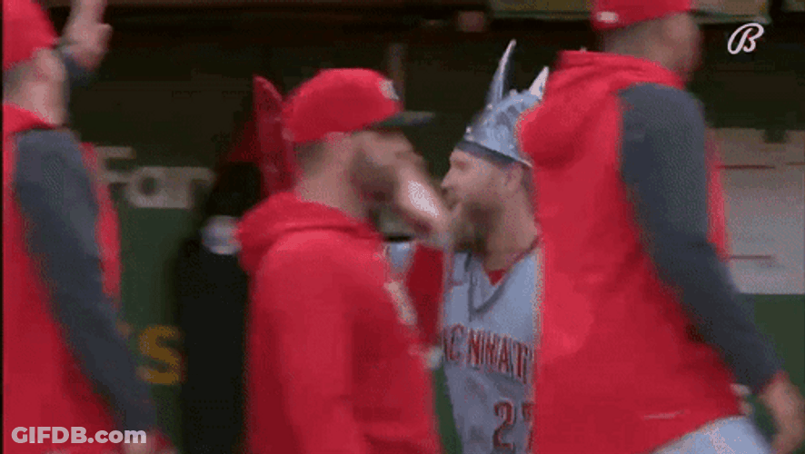Cincinnati Reds Teammates High Five Support GIF