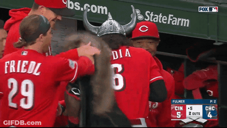 Cincinnati Reds Terry Lee Friedl Head Pat GIF
