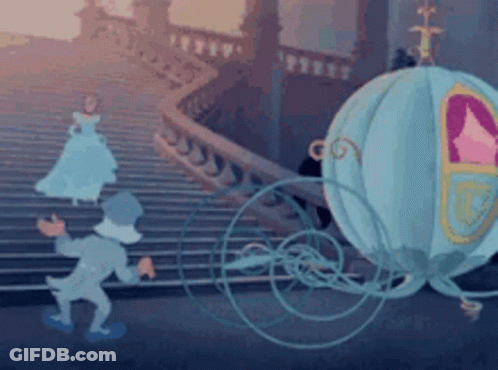 Cinderella Carriage Pulling Princess Down Stairs GIF