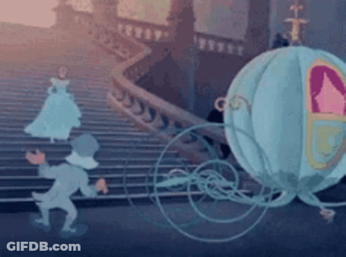 Cinderella Carriage Pulling Woman Down Stairs GIF