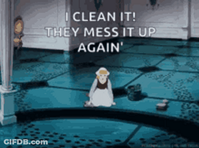 Cinderella Cleaning As They Mess Up Meme GIF