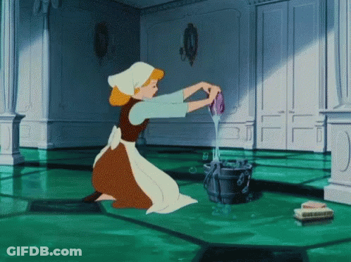 Cinderella Cleaning Floor With Bucket GIF