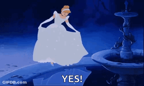 Cinderella Dancing In Front Of Fountain GIF