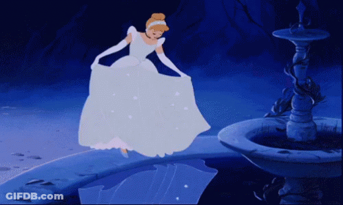 Cinderella Dancing In Front Of Fountain With Reflection GIF