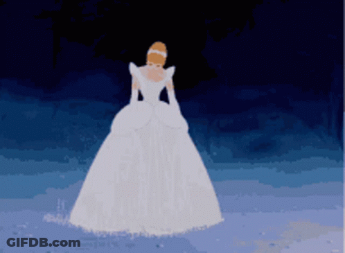 Cinderella In White Dress Standing In Snow GIF