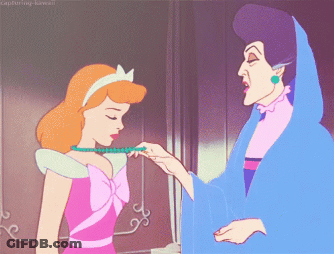 Cinderella's Stepmom Holding Necklace GIF