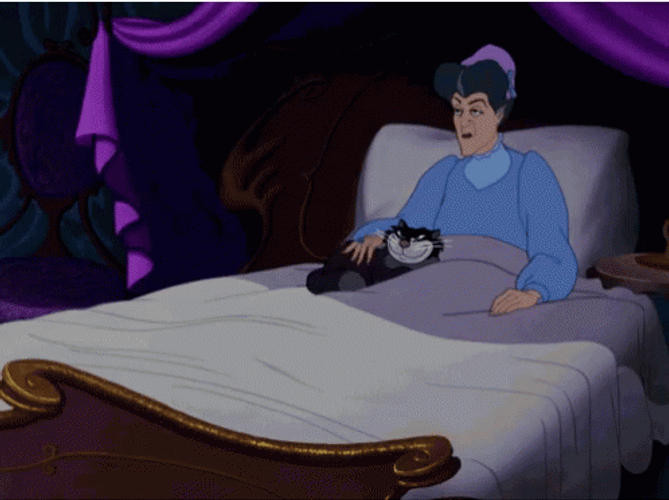 Cinderella's Stepmom Resting In Bed GIF