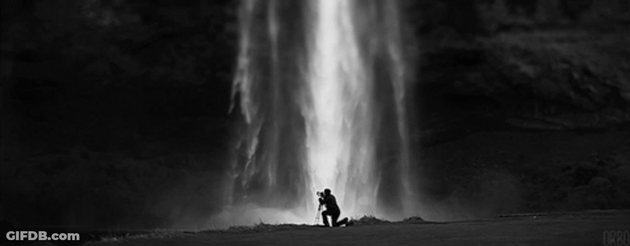 Cinemagraph Greyscale Waterfalls GIF