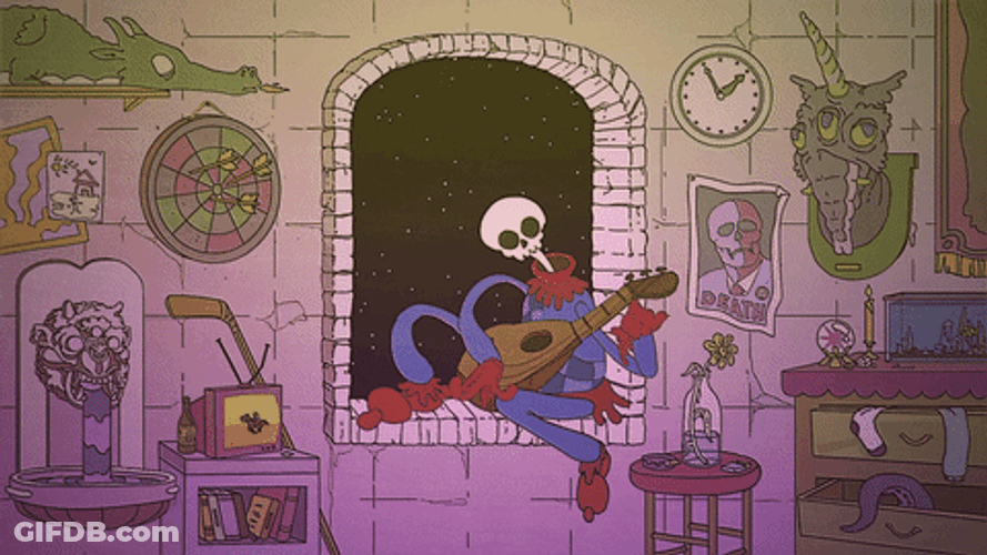 Cinemagraph Lute Player Skeleton GIF