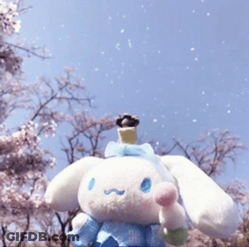 Cinnamoroll Plush Strolling In Winter Snow GIF