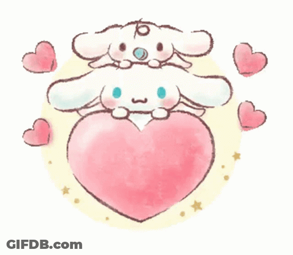 Cinnamoroll Riding Bouncing Heart GIF