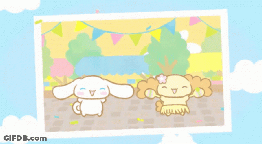 Cinnamoroll White Furry Cute Dog Dancing GIF