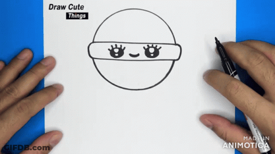 Circle Face Sketch Using A Ruler GIF