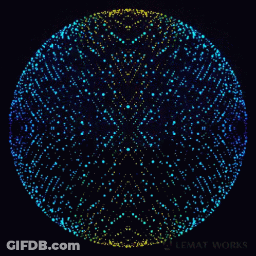 Circle Of Blue And Yellow Dots Saying Lemat Work GIF