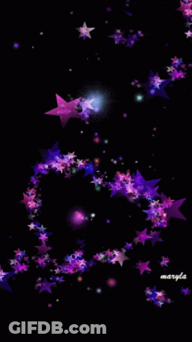Circle Of Green Stars On Black With Maryla GIF