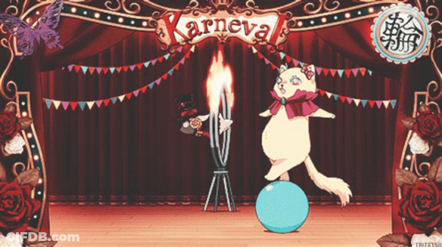 Circus Anime Cat Performance GIF