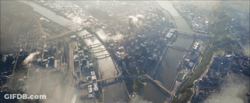 City Aerial View With Bridges And Buildings GIF
