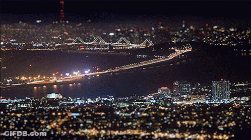 City At Night With Bridge GIF